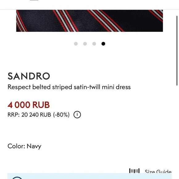 Sandro Respect Striped Navy Red White Pleated mini Dress FR38/US 6 long sleeve - Picture 11 of 12